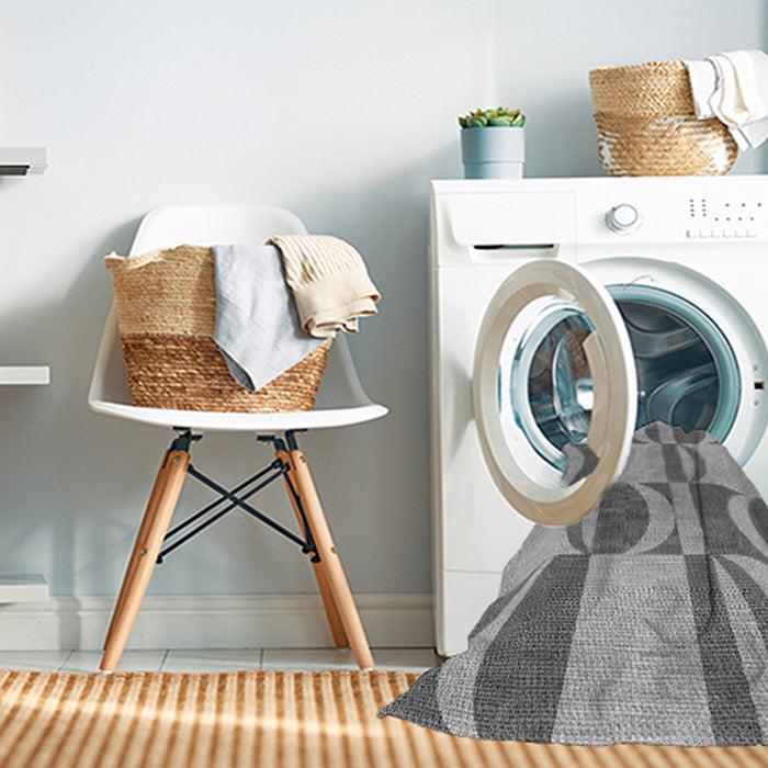 Machine Washable Transitional Silver Gray Rug in a Washing Machine, wshpat1135gry