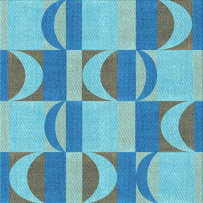 Round Patterned Glacial Blue Ice Blue Rug, pat1135lblu