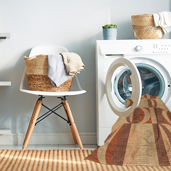 Machine Washable Transitional Yellow Orange Rug in a Washing Machine, wshpat1135org