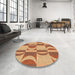 Round Patterned Yellow Orange Rug in a Office, pat1135org