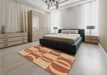 Patterned Yellow Orange Rug in a Bedroom, pat1135org