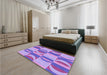 Patterned Bright Lilac Purple Rug in a Bedroom, pat1135pur