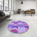 Round Patterned Bright Lilac Purple Rug in a Office, pat1135pur