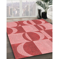 Patterned Light Coral Pink Rug, pat1135rd