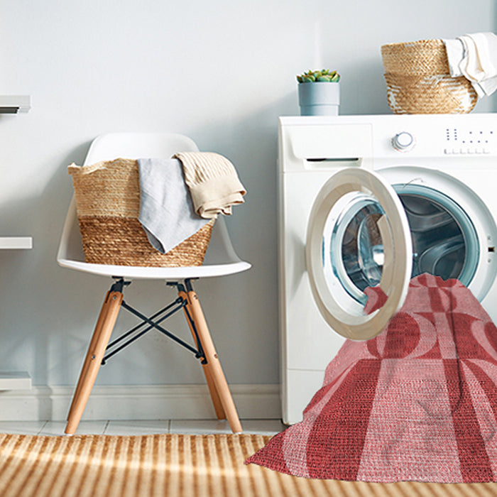 Machine Washable Transitional Light Coral Pink Rug in a Washing Machine, wshpat1135rd