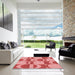 Square Patterned Light Coral Pink Rug in a Living Room, pat1135rd