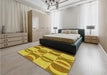 Round Machine Washable Transitional Yellow Rug in a Office, wshpat1135yw