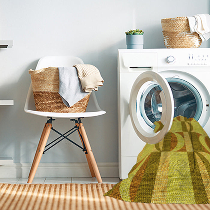 Machine Washable Transitional Yellow Rug in a Washing Machine, wshpat1135yw