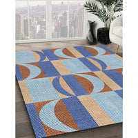 Patterned Light Steel Blue Novelty Rug, pat1135