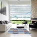 Square Patterned Light Steel Blue Novelty Rug in a Living Room, pat1135