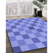 Patterned Denim Blue Rug in Family Room, pat1136blu