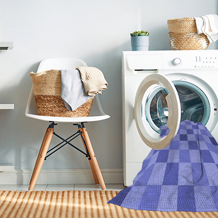 Machine Washable Transitional Denim Blue Rug in a Washing Machine, wshpat1136blu