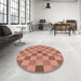 Round Patterned Orange Rug in a Office, pat1136brn