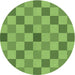 Square Patterned Dark Lime Green Rug, pat1136grn