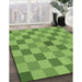 Patterned Dark Lime Green Rug in Family Room, pat1136grn