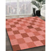 Patterned Coral Orange Rug in Family Room, pat1136org