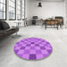 Round Patterned Purple Rug in a Office, pat1136pur