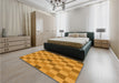 Patterned Orange Red Orange Rug in a Bedroom, pat1136yw