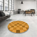 Round Patterned Orange Red Orange Rug in a Office, pat1136yw