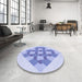 Round Patterned Blue Rug in a Office, pat1137blu