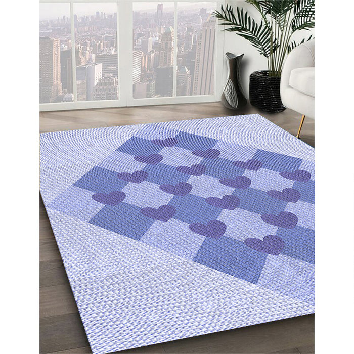 Machine Washable Transitional Blue Rug in a Family Room, wshpat1137blu