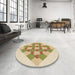 Round Patterned Khaki Gold Rug in a Office, pat1137brn