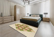 Patterned Khaki Gold Rug in a Bedroom, pat1137brn