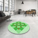 Round Patterned Jade Green Rug in a Office, pat1137grn