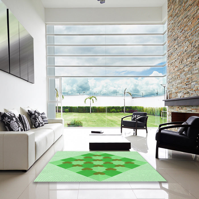 Square Patterned Jade Green Rug in a Living Room, pat1137grn
