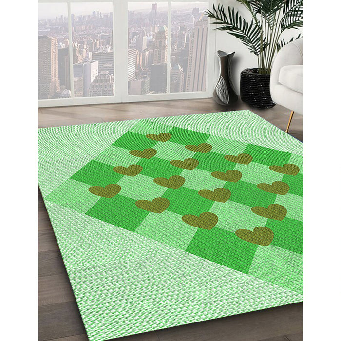 Machine Washable Transitional Jade Green Rug in a Family Room, wshpat1137grn