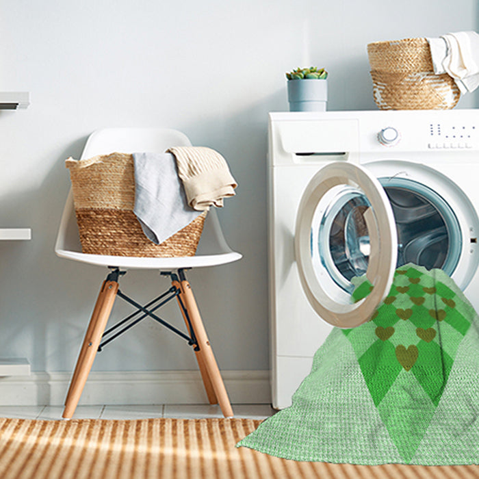 Machine Washable Transitional Jade Green Rug in a Washing Machine, wshpat1137grn