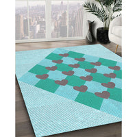 Patterned Blue Rug, pat1137lblu