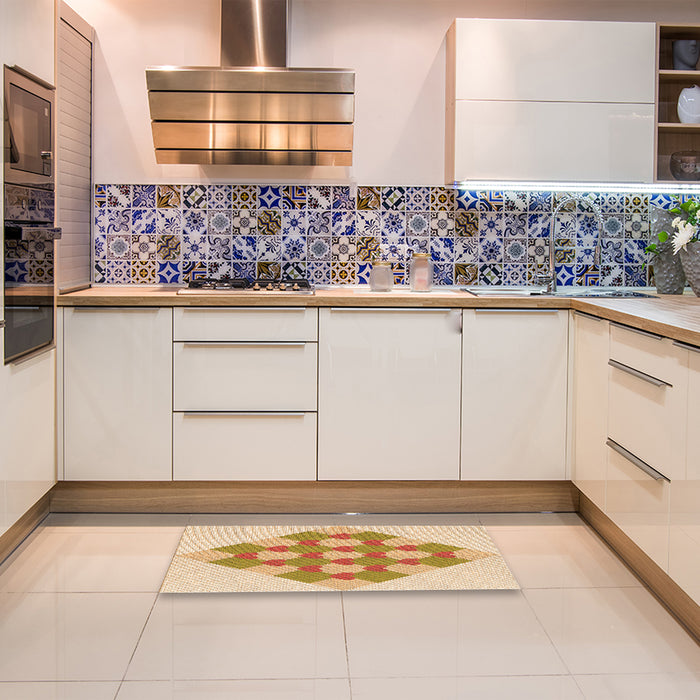 Patterned Khaki Gold Rug in a Kitchen, pat1137org