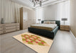 Patterned Khaki Gold Rug in a Bedroom, pat1137org