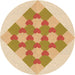 Square Patterned Khaki Gold Rug, pat1137org