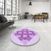 Round Patterned Purple Rug in a Office, pat1137pur