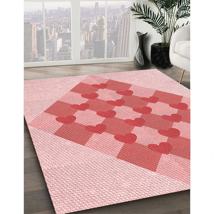 Machine Washable Transitional Pink Rug in a Family Room, wshpat1137rd