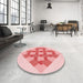 Round Patterned Pink Rug in a Office, pat1137rd