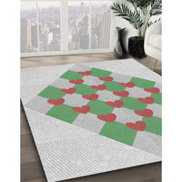 Patterned Khaki Green Novelty Rug, pat1137