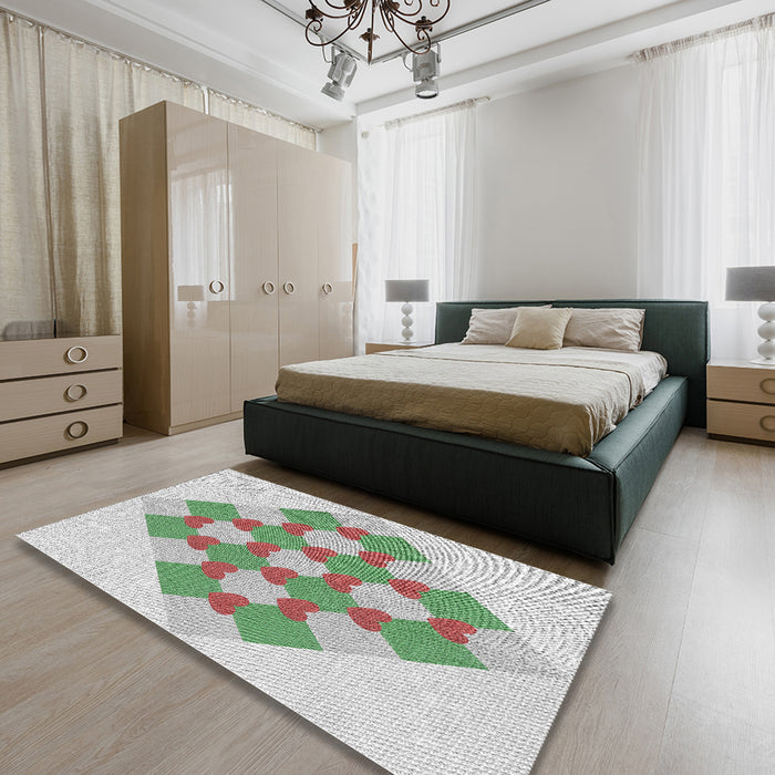 Machine Washable Transitional Khaki Green Rug in a Bedroom, wshpat1137