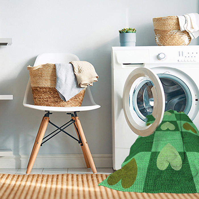 Machine Washable Transitional Forest Green Rug in a Washing Machine, wshpat1138grn