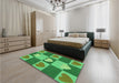 Patterned Forest Green Rug in a Bedroom, pat1138grn