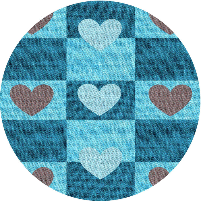 Square Patterned Bright Turquoise Blue Rug, pat1138lblu
