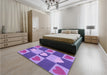 Round Machine Washable Transitional Bright Lilac Purple Rug in a Office, wshpat1138pur