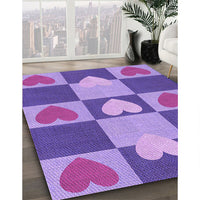 Patterned Bright Lilac Purple Rug, pat1138pur