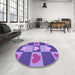 Round Patterned Bright Lilac Purple Rug in a Office, pat1138pur