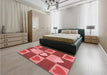 Round Machine Washable Transitional Red Rug in a Office, wshpat1138rd