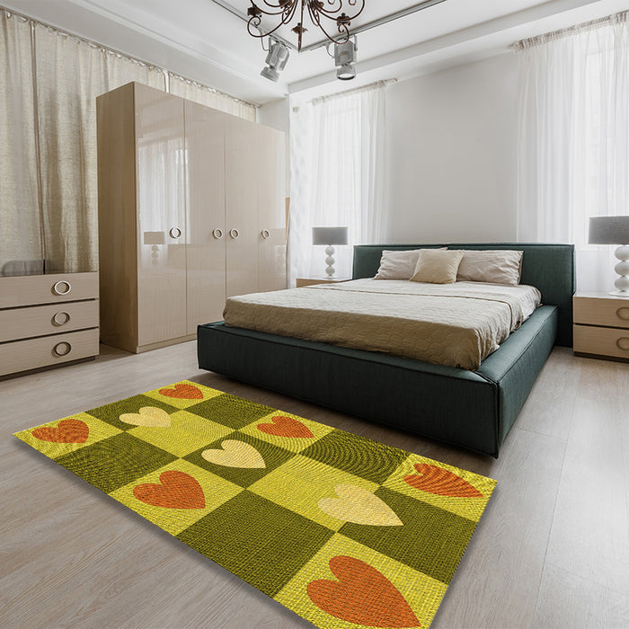 Round Machine Washable Transitional Dark Bronze Brown Rug in a Office, wshpat1138yw