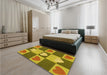 Patterned Dark Bronze Brown Rug in a Bedroom, pat1138yw