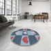 Round Patterned Jeans Blue Novelty Rug in a Office, pat1138